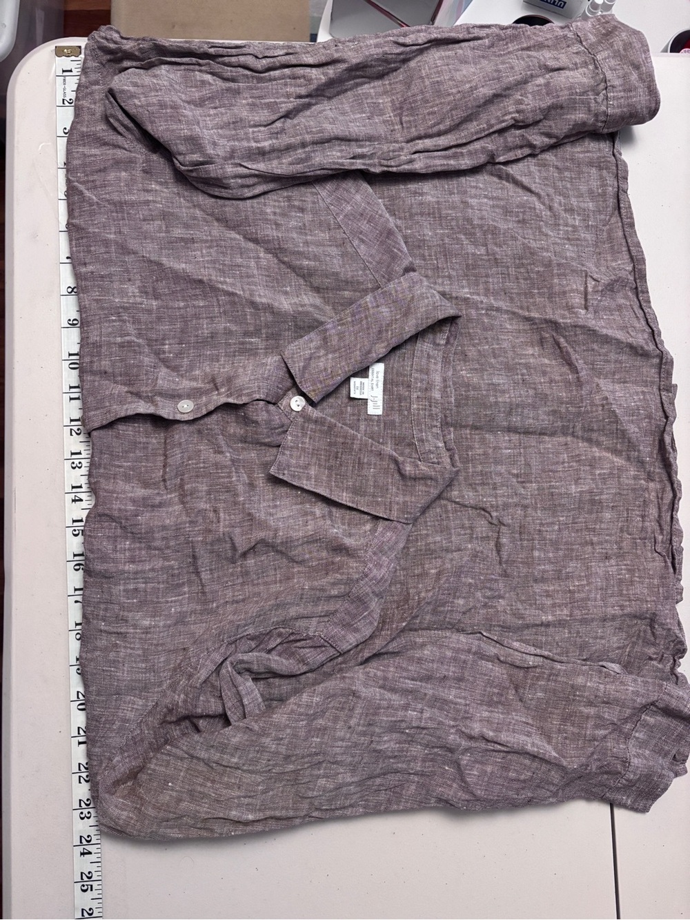 J Jill Button Down Size XL Slub Love Linen Lagenlook Oversized Essential Shirt - Picture 6 of 10